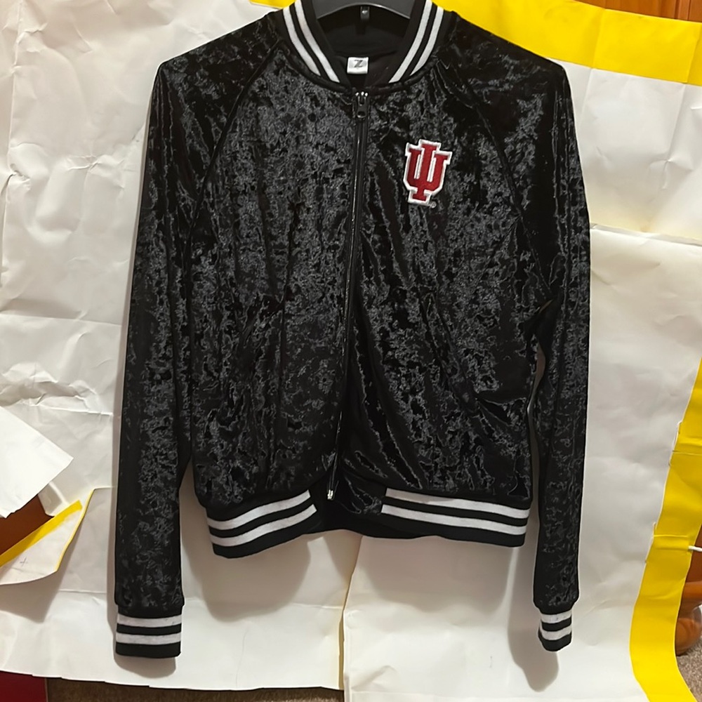 IU Indiana Hoosiers Black Velvet Zip-Up Jacket